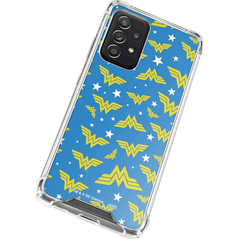 DC Comics Wonder Woman Logo Pattern Galaxy A72 5G Clear Case